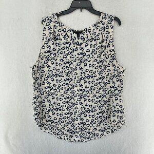 Banana Republic Top Womens XL Cream Black Cheetah Chemise Print V Neck Pullover